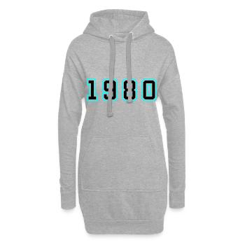 1980 Jahr Geburtstag - Hoodie-Kleid - Grau meliert - Vorne
