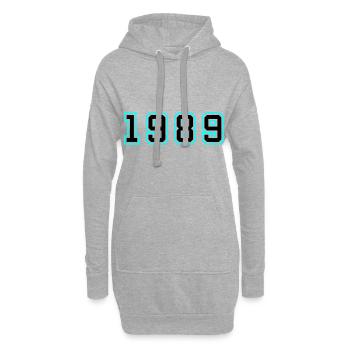1989 Année Anniversaire - Sweat-shirt à capuche long Femme - gris chiné - Devant