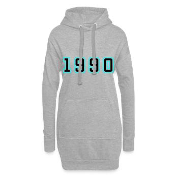 1990 Année Anniversaire - Sweat-shirt à capuche long Femme - gris chiné - Devant