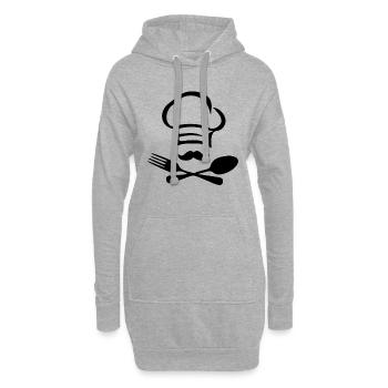 Cuisinier heartbeat chef cuisinier - Sweat-shirt à capuche long Femme - gris chiné - Devant