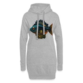 Fischer Geschenk - Hoodie-Kleid - Grau meliert - Vorne