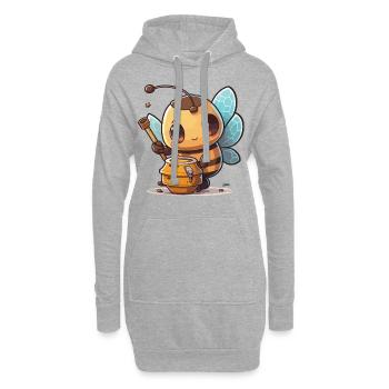 Honigbiene - Hoodie-Kleid - Grau meliert - Vorne