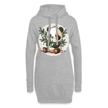 Panda amoureux du bambou - Sweat-shirt à capuche long Femme - gris chiné - Devant