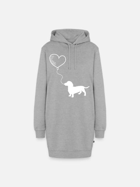 Dackel - Hoodie-Kleid - Grau meliert