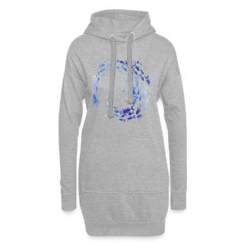 Bancs de poissons, poissons, peinture, colorés, graffitis, bleus - Sweat-shirt à capuche long Femme - gris chiné - Devant