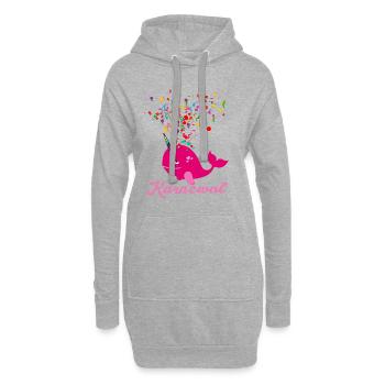 karnewal,wal,konfetti,karneval,walfisch - Hoodie-Kleid - Grau meliert - Vorne