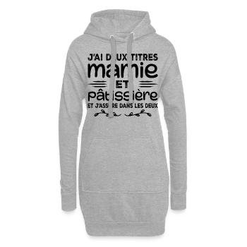 Oma und Konditor | Oma | Gebäck - Hoodie-Kleid - Grau meliert - Vorne