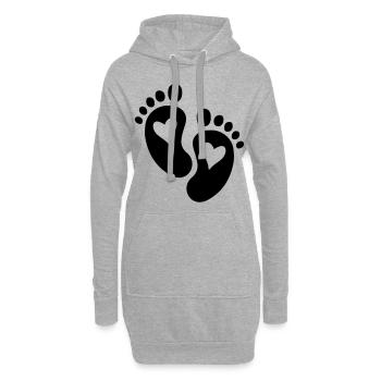 Pieds de bébé Coeur - Sweat-shirt à capuche long Femme - gris chiné - Devant