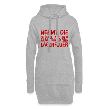 wir machen Lagerfeuer - Hoodie-Kleid - Grau meliert - Vorne