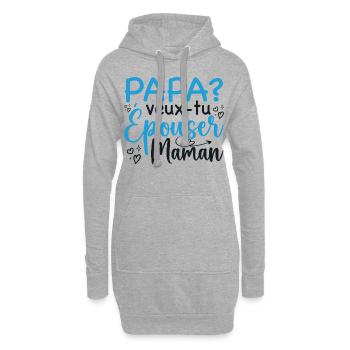 Papa veux tu épouser maman - demande mariage - Sweat-shirt à capuche long Femme - gris chiné - Devant