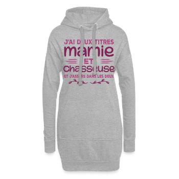 Zwei Titel Granny Hunter | Oma | Jagd - Hoodie-Kleid - Grau meliert - Vorne