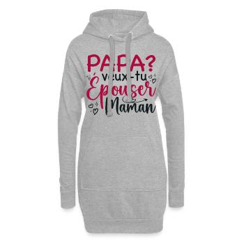 Papa veux tu épouser maman - demande mariage - Sweat-shirt à capuche long Femme - gris chiné - Devant