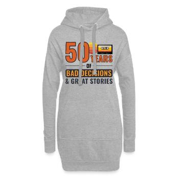 50 Jahre schlechte Entscheidungen Tolle Geschichten Lustig - Hoodie-Kleid - Grau meliert - Vorne