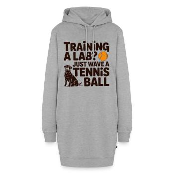 Labrador entraînement balle de tennis chien drôle - Sweat-shirt à capuche long Femme - gris chiné - Devant