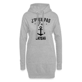 bateau - humour bateau - Sweat-shirt à capuche long Femme - gris chiné - Devant