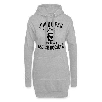 jeu de société - humour jeu de société - Sweat-shirt à capuche long Femme - gris chiné - Devant