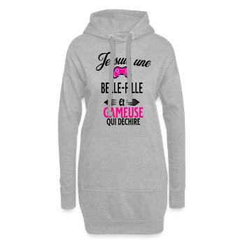 je suis gameuse qui déchire et belle-fille - Sweat-shirt à capuche long Femme - gris chiné - Devant