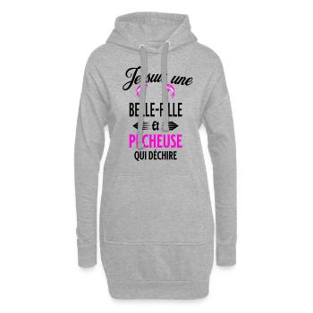 je suis pêcheuse qui déchire et belle-fille - Sweat-shirt à capuche long Femme - gris chiné - Devant