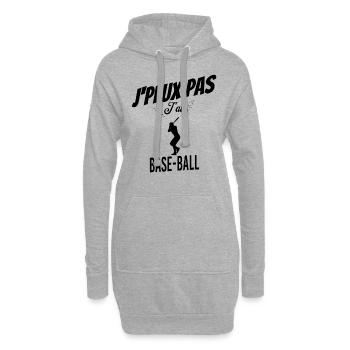 J'peux pas j'ai base-ball - Sweat-shirt à capuche long Femme - gris chiné - Devant