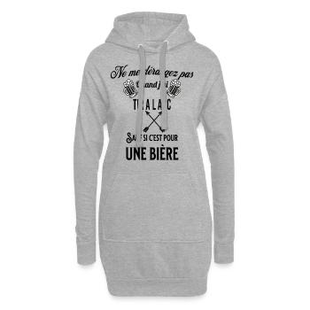 Ne pas déranger sauf pour une bière TIR A L ARC - Sweat-shirt à capuche long Femme - gris chiné - Devant
