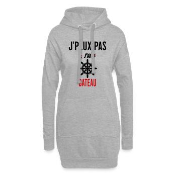 J'peux pas j'ai bateau phrase humoristique - Sweat-shirt à capuche long Femme - gris chiné - Devant