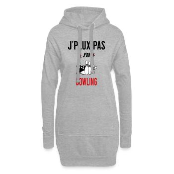 J'peux pas j'ai bowling phrase humoristique - Sweat-shirt à capuche long Femme - gris chiné - Devant