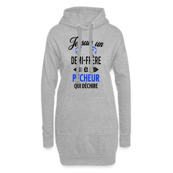 je suis pêcheur qui déchire et demi-frère - Sweat-shirt à capuche long Femme - gris chiné - Devant