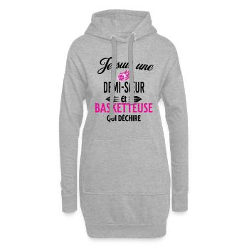 je suis basketteuse qui déchire et demi-sœur - Sweat-shirt à capuche long Femme - gris chiné - Devant