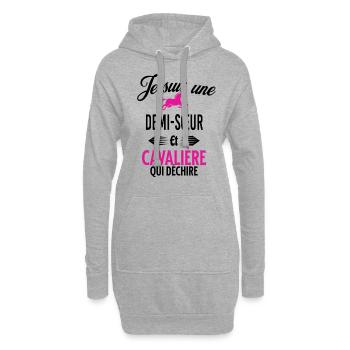 je suis cavalière qui déchire et demi-sœur - Sweat-shirt à capuche long Femme - gris chiné - Devant