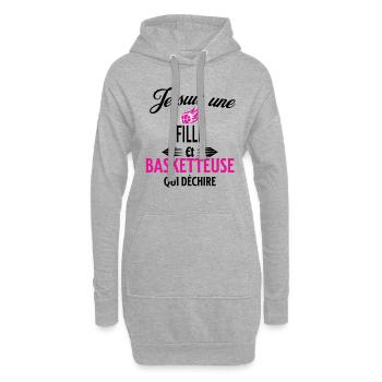 je suis basketteuse qui déchire et fille - Sweat-shirt à capuche long Femme - gris chiné - Devant