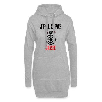 J'peux pas j'ai chasse phrase humoristique - Sweat-shirt à capuche long Femme - gris chiné - Devant