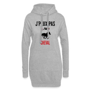 J'peux pas j'ai cheval phrase humoristique - Sweat-shirt à capuche long Femme - gris chiné - Devant