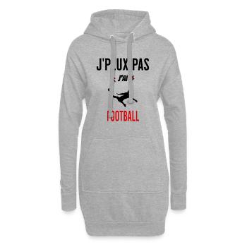 J'peux pas j'ai football phrase humoristique - Sweat-shirt à capuche long Femme - gris chiné - Devant