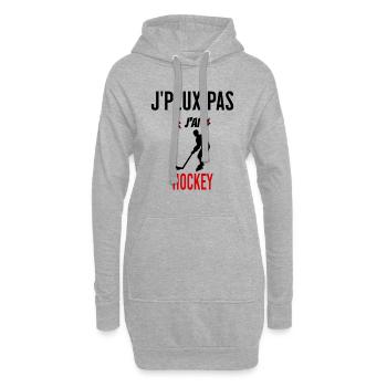 J'peux pas j'ai hockey phrase humoristique - Sweat-shirt à capuche long Femme - gris chiné - Devant