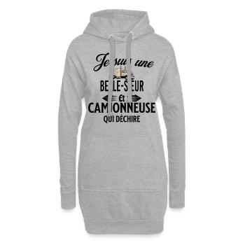 je suis camionneuse qui déchire et belle-sœur - Sweat-shirt à capuche long Femme - gris chiné - Devant