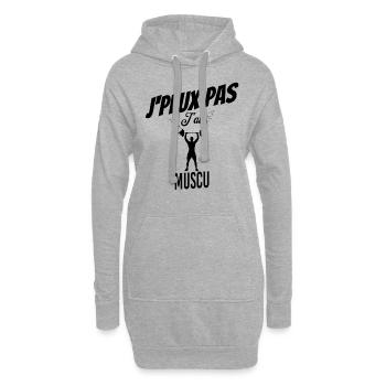 J'peux pas j'ai muscu - Sweat-shirt à capuche long Femme - gris chiné - Devant