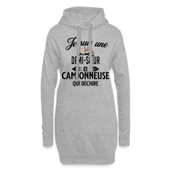 je suis camionneuse qui déchire et demi-sœur - Sweat-shirt à capuche long Femme - gris chiné - Devant