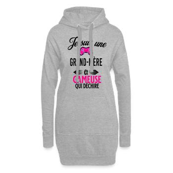 je suis gameuse qui déchire et grand-mère - Sweat-shirt à capuche long Femme - gris chiné - Devant