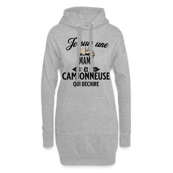 je suis camionneuse qui déchire et mamy - Sweat-shirt à capuche long Femme - gris chiné - Devant
