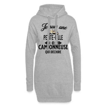 je suis camionneuse qui déchire et petite-fille - Sweat-shirt à capuche long Femme - gris chiné - Devant