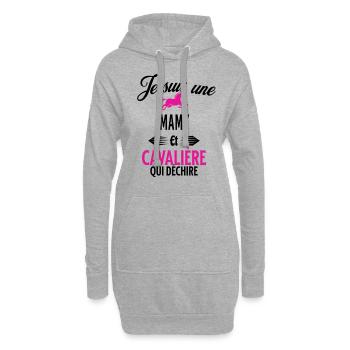 je suis cavalière qui déchire et mamy - Sweat-shirt à capuche long Femme - gris chiné - Devant