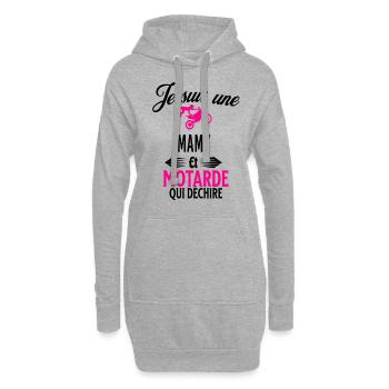 je suis motarde qui déchire et mamy - Sweat-shirt à capuche long Femme - gris chiné - Devant