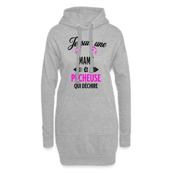 je suis pêcheuse qui déchire et mamy - Sweat-shirt à capuche long Femme - gris chiné - Devant