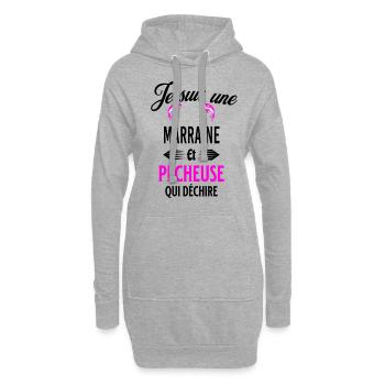 je suis pêcheuse qui déchire et marraine - Sweat-shirt à capuche long Femme - gris chiné - Devant