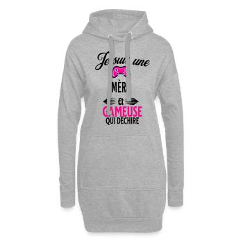 je suis gameuse qui déchire et mère - Sweat-shirt à capuche long Femme - gris chiné - Devant