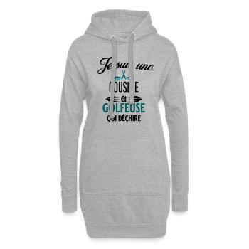 je suis golfeuse qui déchire et cousine - Sweat-shirt à capuche long Femme - gris chiné - Devant