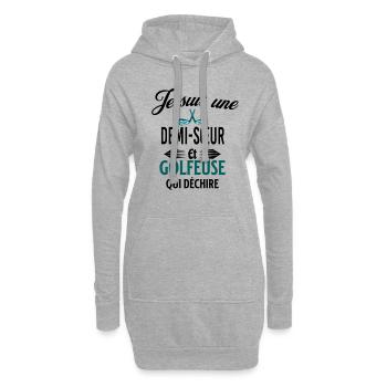 je suis golfeuse qui déchire et demi-sœur - Sweat-shirt à capuche long Femme - gris chiné - Devant
