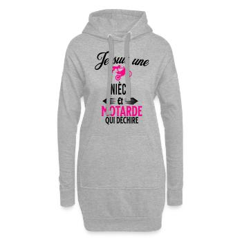 je suis motarde qui déchire et nièce - Sweat-shirt à capuche long Femme - gris chiné - Devant