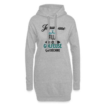 je suis golfeuse qui déchire et fille - Sweat-shirt à capuche long Femme - gris chiné - Devant