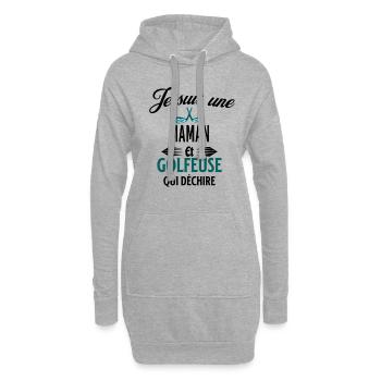 je suis golfeuse qui déchire et maman - Sweat-shirt à capuche long Femme - gris chiné - Devant